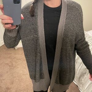 Urban Outfitters Charcoal Gray Waffle Knit Open Cardigan